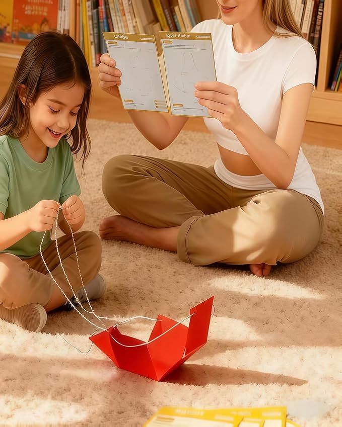 Pull String 3D Geometry Learning Book - Fun Volume & Surface Area Formula Teaching Tool with Braided Rope Design (12-Model Version)