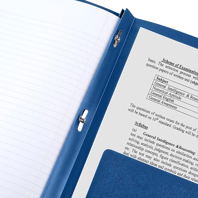 Five Star 2-Pocket Folder, Plastic Folder with Stay-Put Tabs and Prong Fasteners, Holds 8-1/2" x 11" Paper, Pacific Blue (72115)