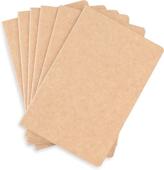 TWONE Travel Journal, 6 Pack Notebook Journal for Travelers Work School Writing Note Taking Kraft Brown Soft Cover Notebooks 5.5” x 8.25”, 60 Dot Grid Pages, 30 Sheets