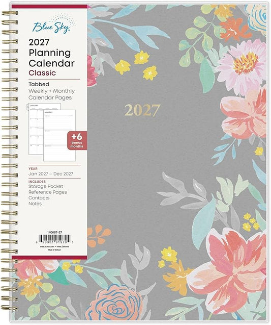 Blue Sky 2027 Weekly and Monthly Planner Calendar, January 2027 - December 2027, 8.5" x 11", Flexible Cover, Laminated Tabs, Durable Twin Wire Binding, Storage Pocket, Sophie