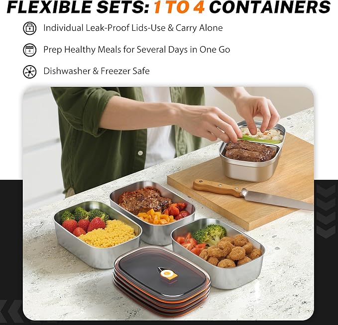 Heated Lunch Box,120W Electric Lunch Box for Adults with 1.5L 304 Stainless Steel Container, 12V/24V/110V Lonchera Eléctrica Portátil for Travel,Work,Car,Truck (Pure Black, 1.5L x 3)