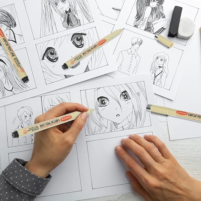 GETHPEN Micro Fineliner Set, 6 Pack Black Micro Fine Point Drawing Waterproof Archival Ink Multiliner Pens for Artist Illustration, Sketching, Technical Drawing, Anime, Manga