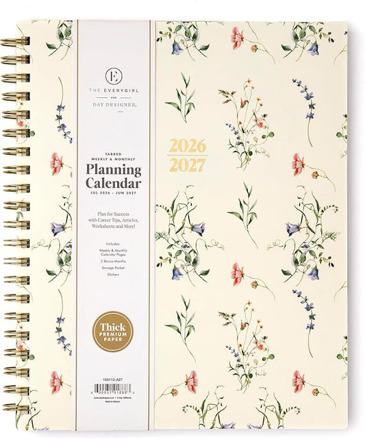 Blue Sky The Everygirl 2026-2027 Weekly and Monthly Academic Year Planner Calendar, July 2026 - June 2027, 8.5" x 11", Flexible Cover, Wirebound, Laminated Tabs, Storage Pocket, Includes Stickers, Marisa