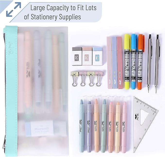 Mr. Pen- Clear Pencil Pouch, 8.50"x4.25", 6 Pack, Durable TPU Material, Medium Water-Resistant Pencil Bags with Smooth Zipper, Multipurpose Clear Pouch for Stationery, School, Office, Travel Supplies