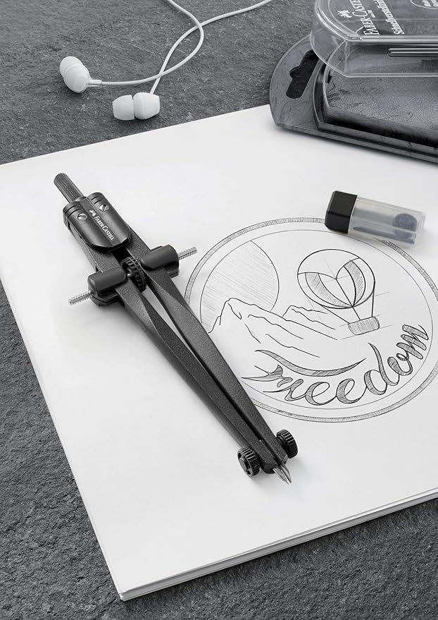 Faber-Castell Stream Quick-Set Compass - Black Stone, 174530