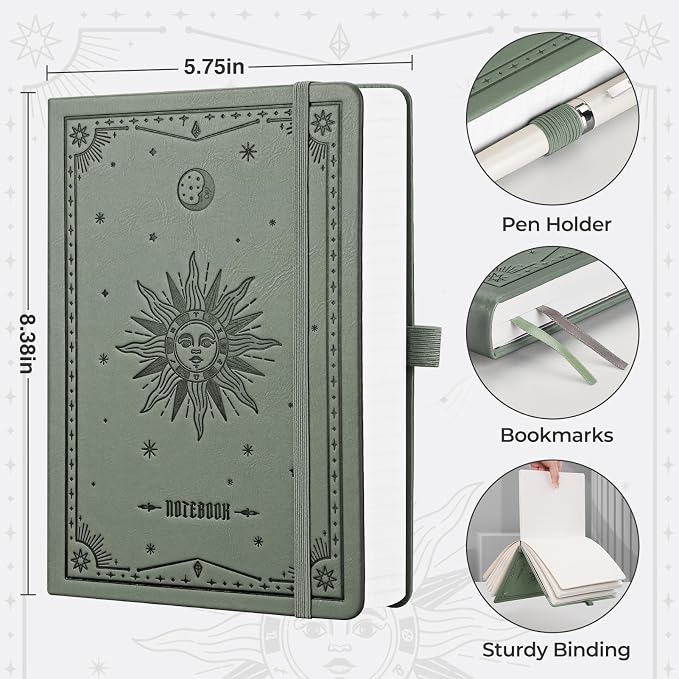 EMSHOI Lined Journal Notebook, 320 Numbered Pages, A5 Size (5.7'' x 8.3'')