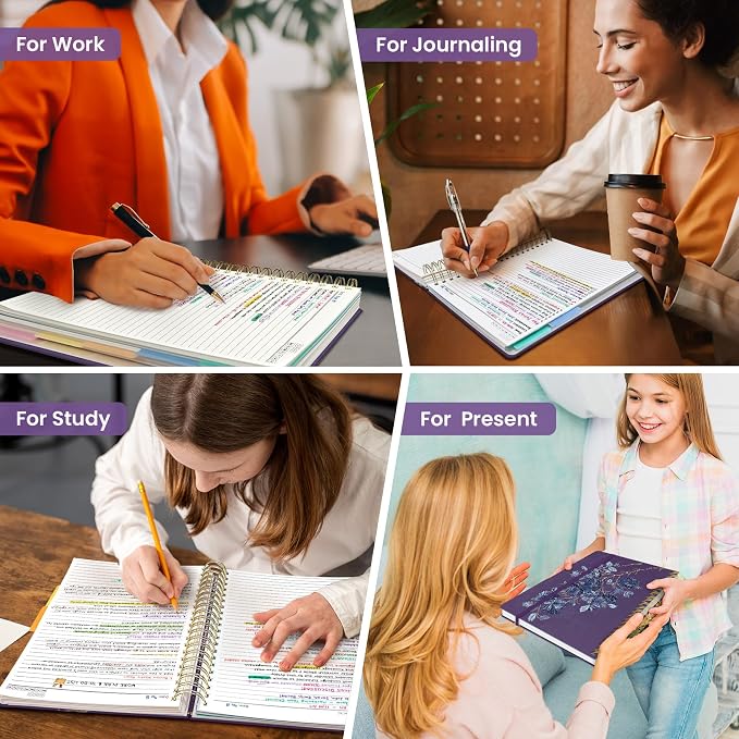 Taja Spiral Notebooks for Work 5 Subject Notebook with Removable Dividers