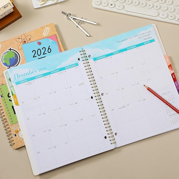 Student Planner 2026-2027 - Academic Planner 2026-2027, Aug. 2025 - Jun. 2026, 8.5'' x 11'', School Planners with Stickers, Week's Goals, Tabs and 3-Hole Punched, Good For Academic Year