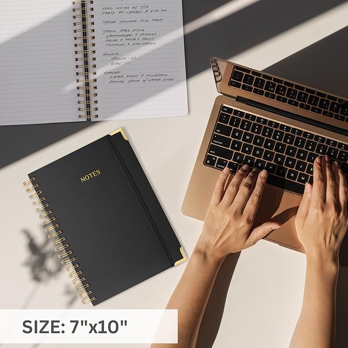 Aesthetic Thick Spiral Notebook Journal For Women in B5 Format - Stylish Linen Hardcover College Ruled Note Book w 300 Lined Pages - Cute Supplies For Bible Study & Staying Organized at Work or School