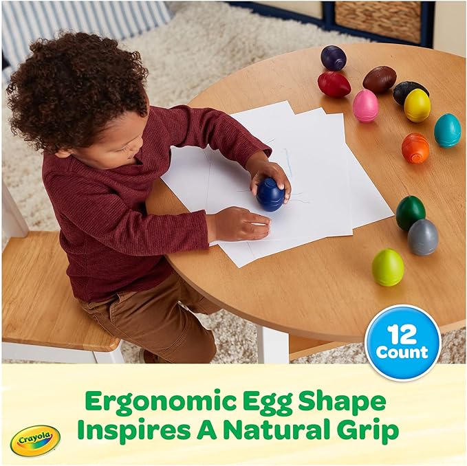 Crayola Large Egg Crayons (12ct), Classroom Must Haves, Teacher School Supplies for Toddlers, Kindergarten & Elementary, Ages 1+