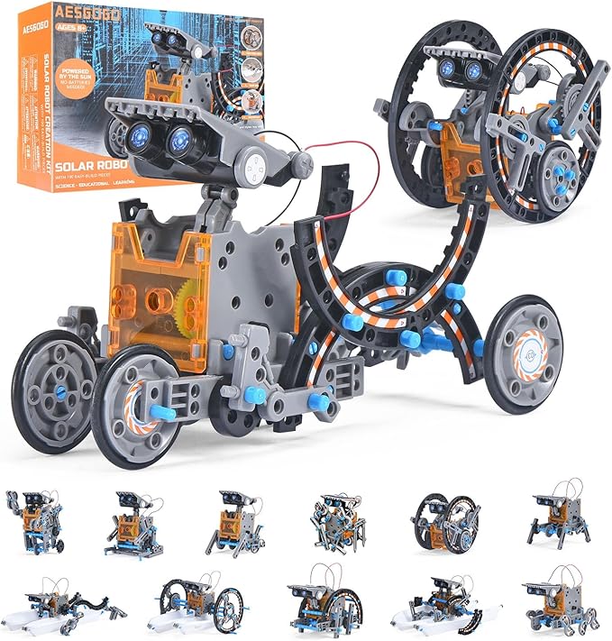 12-in-1 Solar Robot Kit for Kids Age 8-12, STEM Educational Solar Power Robotic Toys Gifts for Kids, DIY Science Building Experiments Kit Christmas Birthday Gifts for Boys Girls Age 8 9 10 11 12