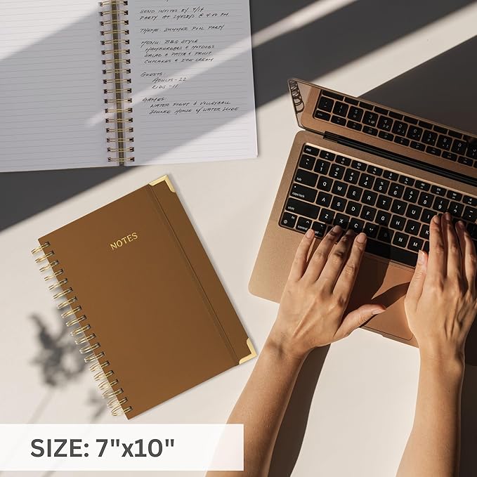 Aesthetic Thick Spiral Notebook Journal For Women in B5 Format - Stylish Linen Hardcover College Ruled Note Book w 300 Lined Pages - Cute Supplies For Bible Study & Staying Organized at Work or School
