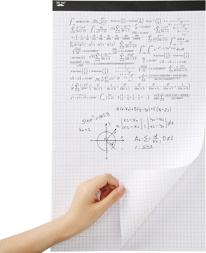 Mr. Pen- Graph Paper Pad, 17x11 Inches, 4x4 (4 Squares per Inch), 22 Sheets, Ideal for Math, Graphing and Sketching, Grid Paper for Students, Engineers, Artists