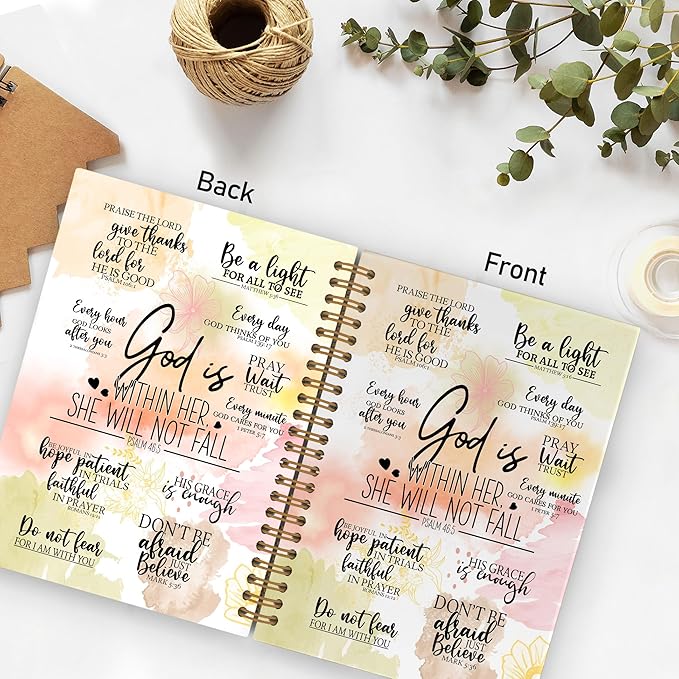QLMX Christian Gifts for Women Spiral Notebook, God Is Within Her She Will Not Fall A4 Journal Notebook, Bible Verse Notebooks for School Work, Inspirational Religious Office Supplies Gifts, 8.3x11.7