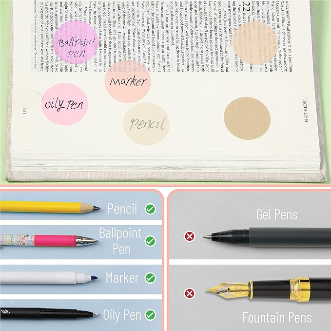 Mr. Pen- Round Transparent Sticky Notes, 1.1” Diameter, 14 Pads, 560 Sheets, Colorful, Water-Resistant See-Through Sticky Notes & Fineliner, Smooth Writing, Note Tabs for Bible Journaling, Studying