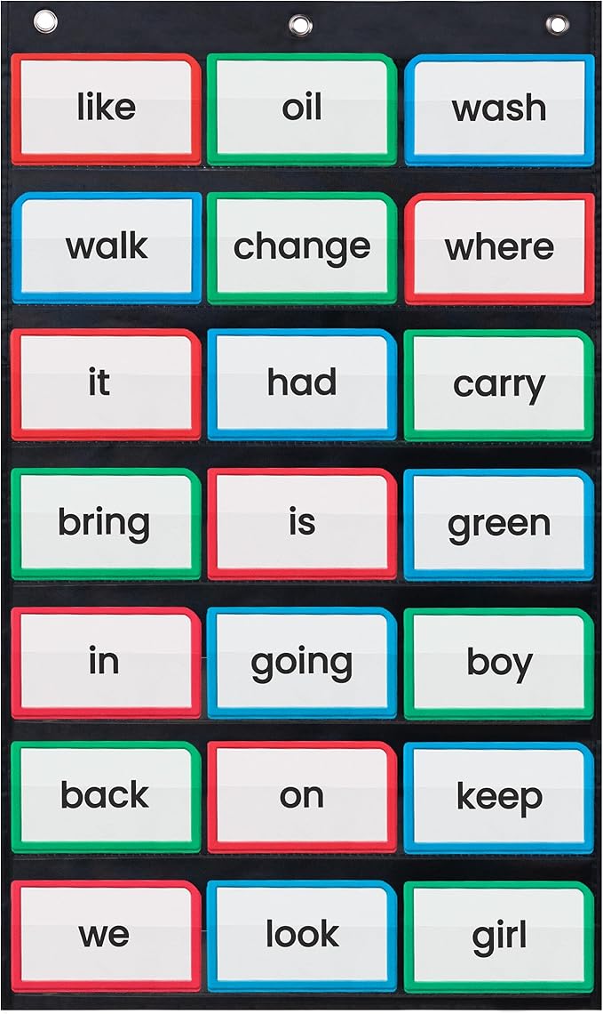 Essex Wares - 17" Wide x 33" Tall Pocket Chart, Black - Sturdy Pocket Chart for Classroom for Sentence Strips - Easy to Use & Hang, Reusable Black Pocket Chart