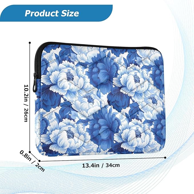 Laptop Sleeve Case with Floral Print, Padded Protective Computer Sleeve Bag for 13-16 Inch Laptops, Lightweight Waterproof Notebook Pouch for Men and Women (15.7x11.8inch)