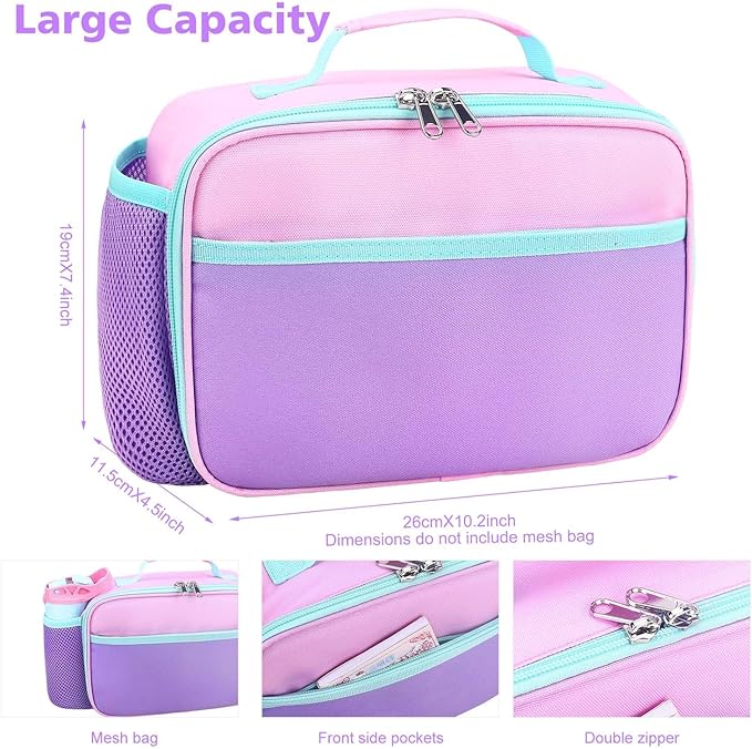 RHCPFOVR Kids Lunch Box for Girls Teens Insulated Lunch Bag Reusable Lunch Tote Kit for School Travel