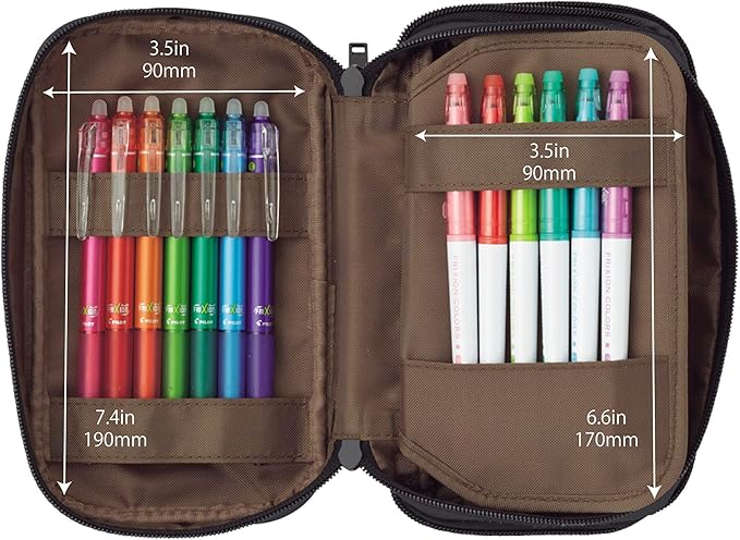 LIHITLAB Large Capacity Triple Zipper Pencil Case For School Office College, Big Capacity 8 Compartments Pencil Bag Holder Adults Teen Boys Girls, Travel Cosmetics Storage, Black (A7556-24)