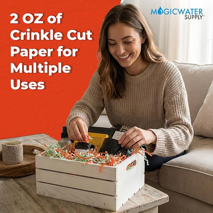 MagicWater Scented Crinkle Cut Paper - 2 oz - Fruity Rings - Perfect for Shredded Paper Filler, Basket Filler, Gift Boxes, Bridesmaid Gifts, Christmas Stuffers & More – For All Occasions