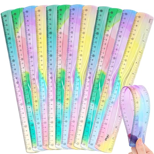 12 Pcs 12 Inch Flexible Rulers Bendable Soft Plastic Ruler