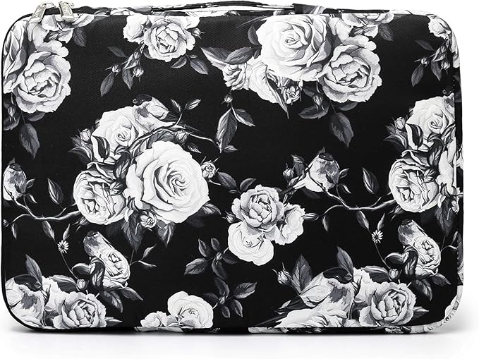 Kinmac 360° Protective Laptop Sleeve Case Bag Cover with Handle for MacBook Air 15 inch, and 15 inch-15.6 inch HP,Lenovo,Dell,ASUS,Acer Notebook Computer (White Rose)