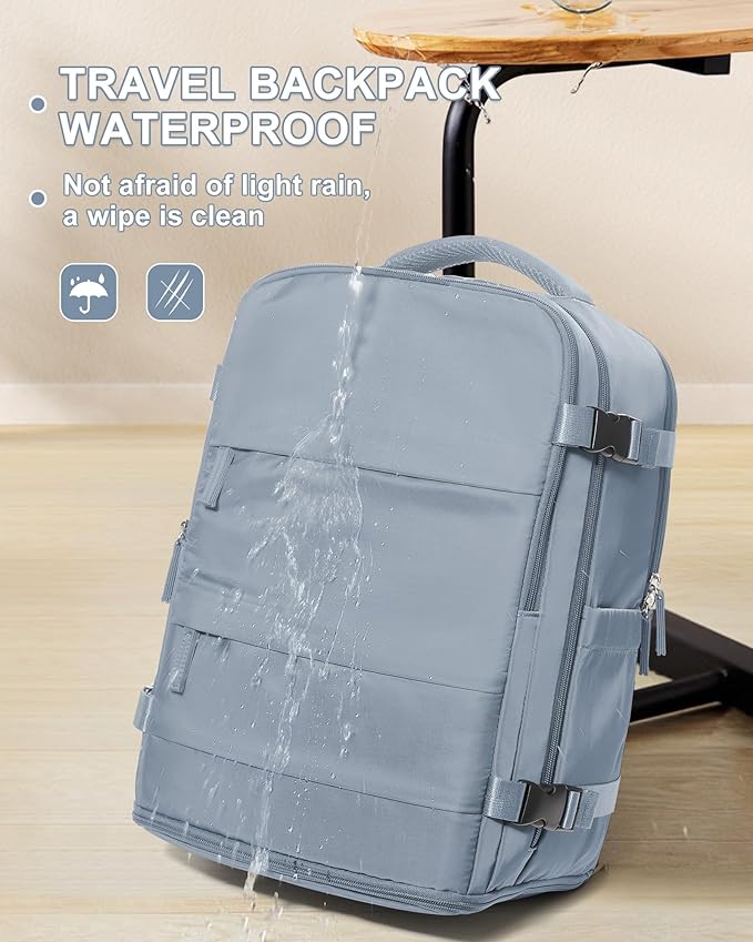 coowoz Large Travel Backpack Carry On for Women Man Waterproof Gym Backpack with Laptop Compartment Mochila de Viaje Teacher Personal Item Backpacks Rucksack Airplane Accessories Must Haves Gray Blue