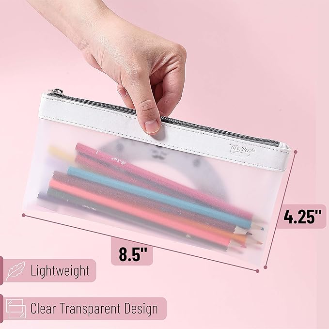Mr. Pen- Clear Pencil Pouch, 8.50"x4.25", 3 Pack, Durable TPU Material, Medium Water-Resistant Pencil Bags with Smooth Zipper, Multipurpose Clear Pouch for Stationery, School, Office, Travel Supplies