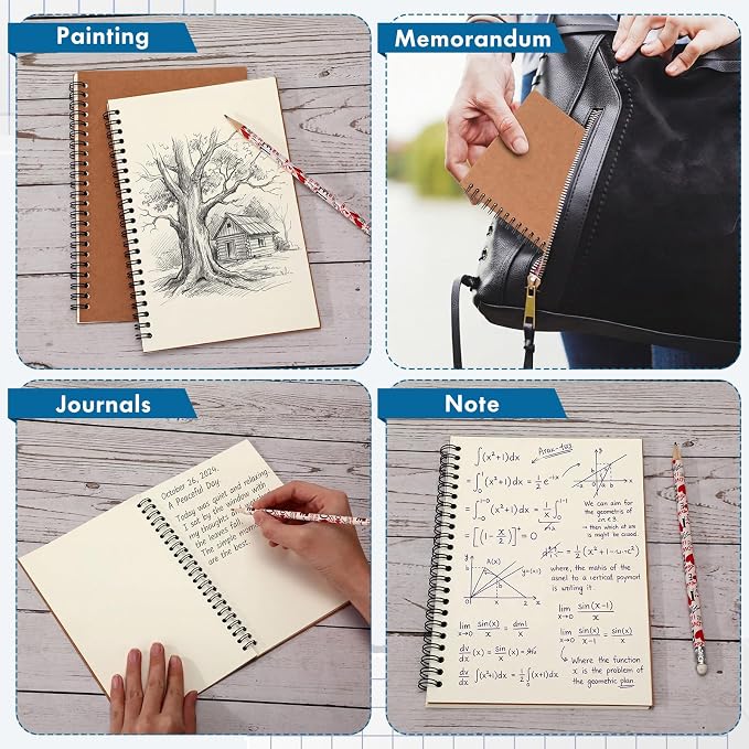 Epakh 6 Pack Spiral Notebooks A5 Bulk Back to School Hardcover Spiral Journal Notebook 5.5 x 8.3 Inch, First Day of School Journal Paper Notebook for Writing, 50 Sheets 100 Page (Unlined,Brown)