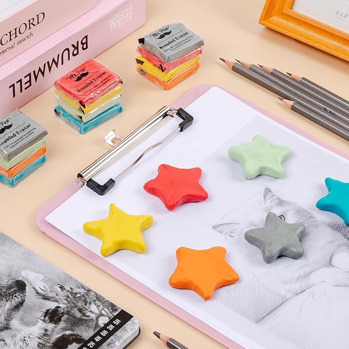 Mr. Pen- Kneaded Eraser Set, 18 Pack, Colorful Moldable Art Erasers with Storage Cases & Sharpener, Soft Kneadable Erasers for Charcoal, Graphite, Pencil & Pastel Drawing