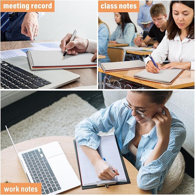 Resurhang 6 Pack 8.5 x 11'' Office Steno Book Double-sided Spiral Steno Books College Ruled White Paper 70 Sheets/Pad Pastel Colors Covers for School Office(Assorted Color,Classic Style)