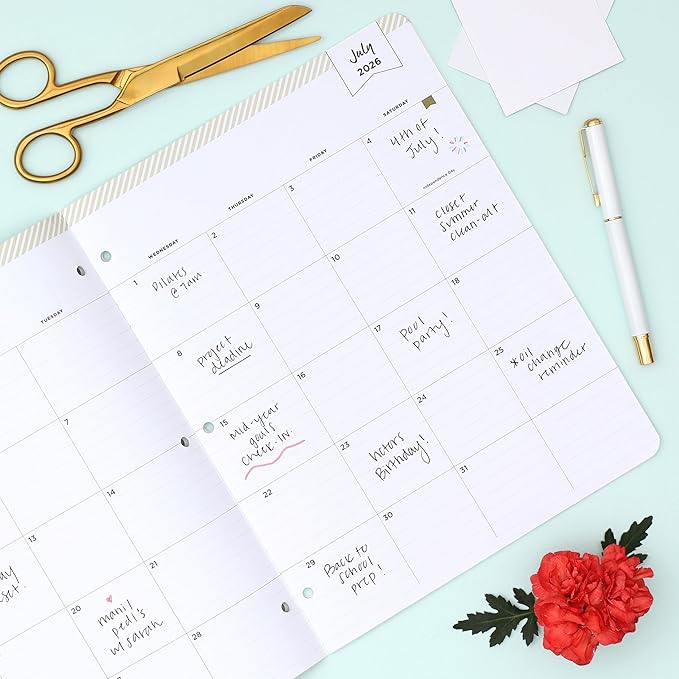 Blue Sky Day Designer 2026-2027 Monthly Academic Year Planner Calendar, July 2026 - June 2027, 8.5" x 11", Flexible Cover, Stapled Binding, Secret Garden Mint