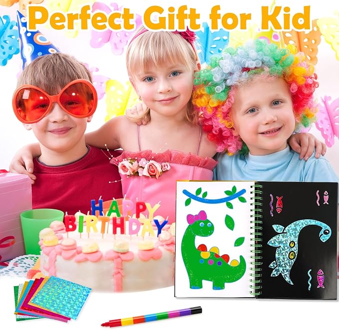 FUNNYB&G Mess-Free Foil Art Craft for Kids Ages 4-10, Kids Birthday Gift