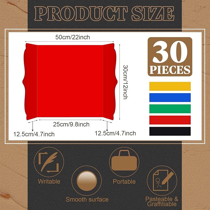 Censen 30 Pcs Trifold Poster Board 12 x 20 Inch Colorful Trifold Display Board Science Fair Display Boards Small Corrugated Posterboard Project Presentation Boards for Science Fair Business Office