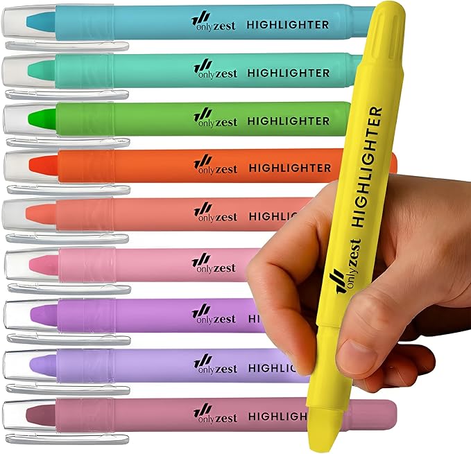 10 Pack Bible Safe Highlighters - Candy Color, Wax Highlighters No Bleed, Scripture Markers for Journaling, Study Accessories and School Supplies
