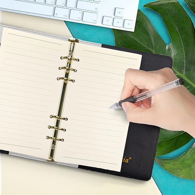 Harphia Spiral Notebook Refill, Planner Inserts of Rulled Line Paper for Filofax/Personal Journal, 45sheets/90pages (A6 3.74 x 6.77'', Line)