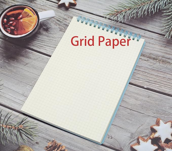 Yansanido Top Bound Spiral Notebook, 3 Pcs 3 Color A5 Size Thick Plastic Hardcover Grid Paper 80 Sheets (160 Pages) Journal for School and Office Supplies (Light Color)