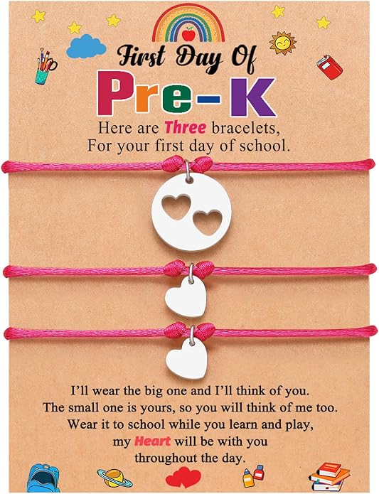 3PCS First Day of Preschool/Kindergarten/1st Grade Gift, Back to School Bracelets Set for 3