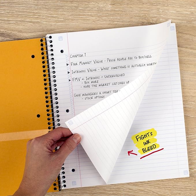 Five Star Spiral Notebook + Study App, 1 Subject, College Ruled Paper, 8-1/2" x 11", 100 Sheets, Fights Ink Bleed, Water Resistant Cover, White (72456)