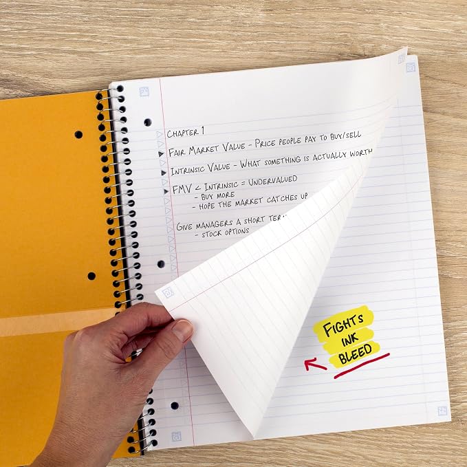 Five Star Spiral Notebook + Study App, 3 Subject, College Ruled Paper, Fights Ink Bleed, Water Resistant Cover, 8-1/2" x 11", 150 Sheets, Green (72067)