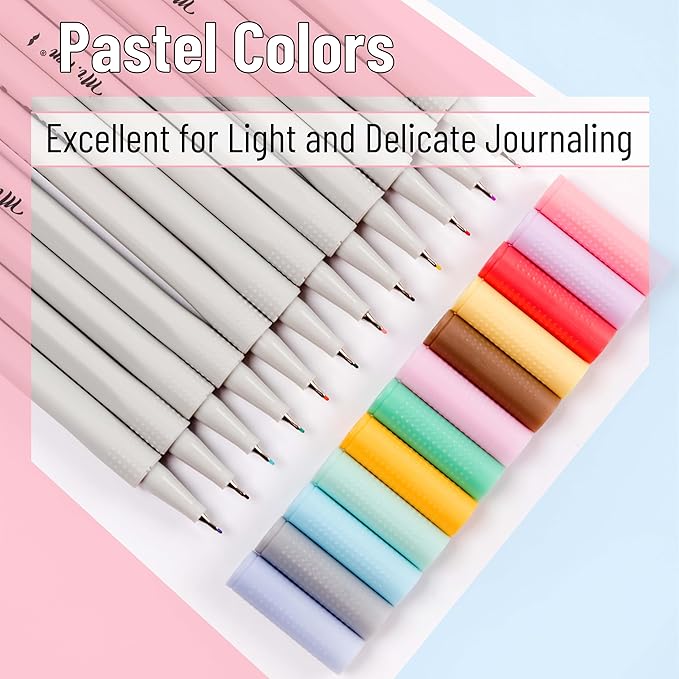 Mr. Pen- Fineliner Pastel Pens, 12 Pack, Pastel Colors, No Bleed Fine Point Pen, No Smudge Fine Tip Markers, Bible / Journal Pens, Drawing / Note Taking Pen