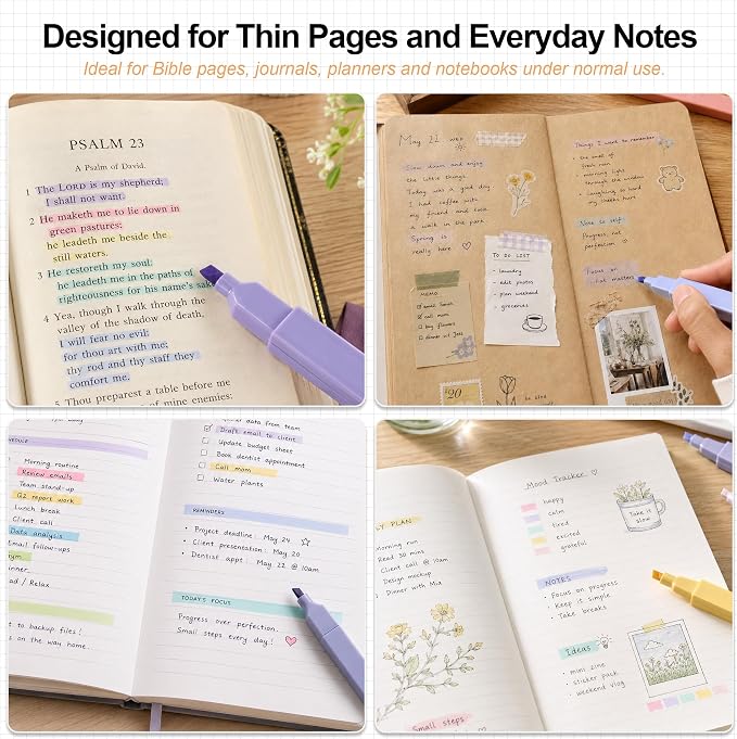 TONOS Highlighters Assorted Colors, 10 Pack Bible Highlighters No Bleed | Pastel Highlighters with Chisel Tip, Highlighter Pens for Journaling Bible Study School Notes Planner Office Supplies
