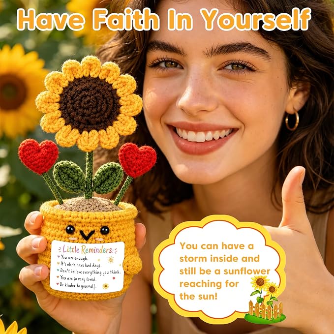 Teen Girl Back to School Supplies College Dorm Room Essentials for Kids Girls Boys Get Well Soon Stress Relief Gifts for Women Men Thinking of You Feel Better Sunflower Gifts Crochet for Women Girl