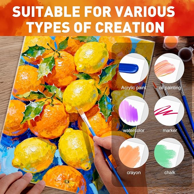 ESRICH 20 Pack 8x10 Canvas and Easel Set, Mini Acrylic Paint, Paint Brushes, Palettes, Aprons, Sip and Paint Kits for Adults Couples Friends Date Night Painting Party Supplies