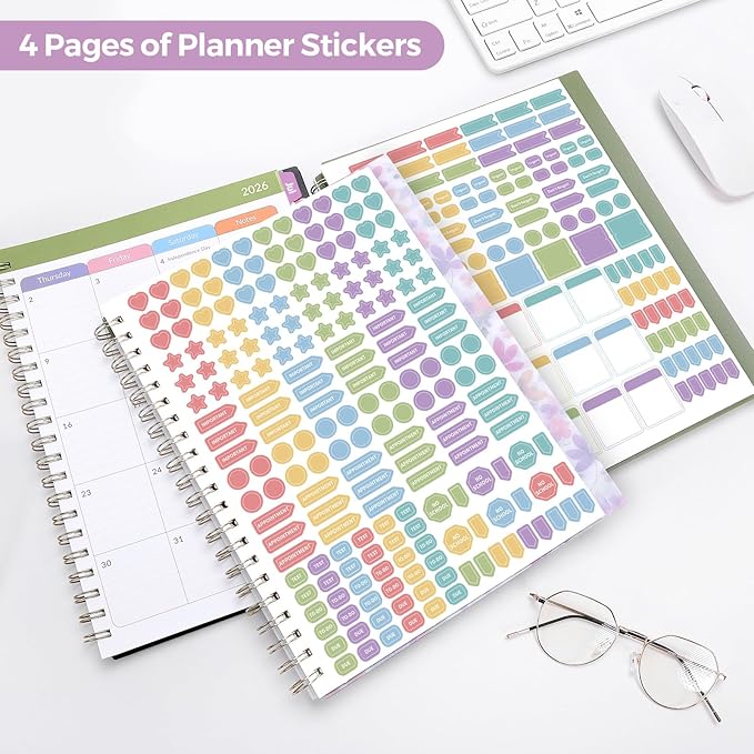 SKYDUE Teacher Planner 2026-2027 Academic Year, 8.5" x 11" Teacher Lesson Planner with Monthly Tabs & Stickers, Lesson Plan Book 26-27, Floral