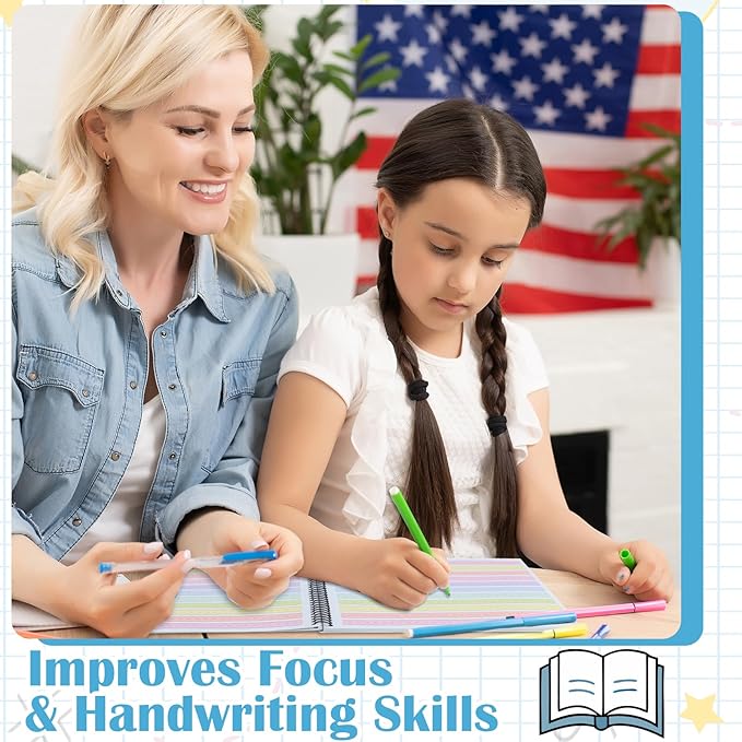 Colored Raised Line Handwriting Paper 8.5x11 Inch Wide Ruled Writing Paper Spiral Bound with ADHD 0.63 In Spacing Multi Sensory Dysgraphia Pad Handwriting Practice Workbook for Kids Kindergarten