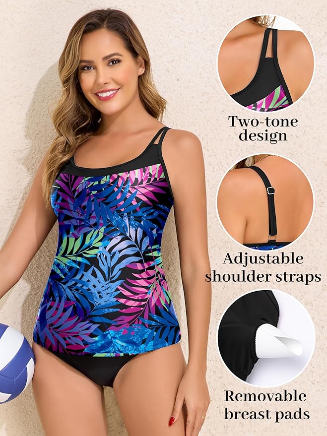 NIeyook Womens Tankini Top Only Slimming Swim Top Modest Tankini Loose Fit Swimsuit Flowy Swimwear No Bottom 2026