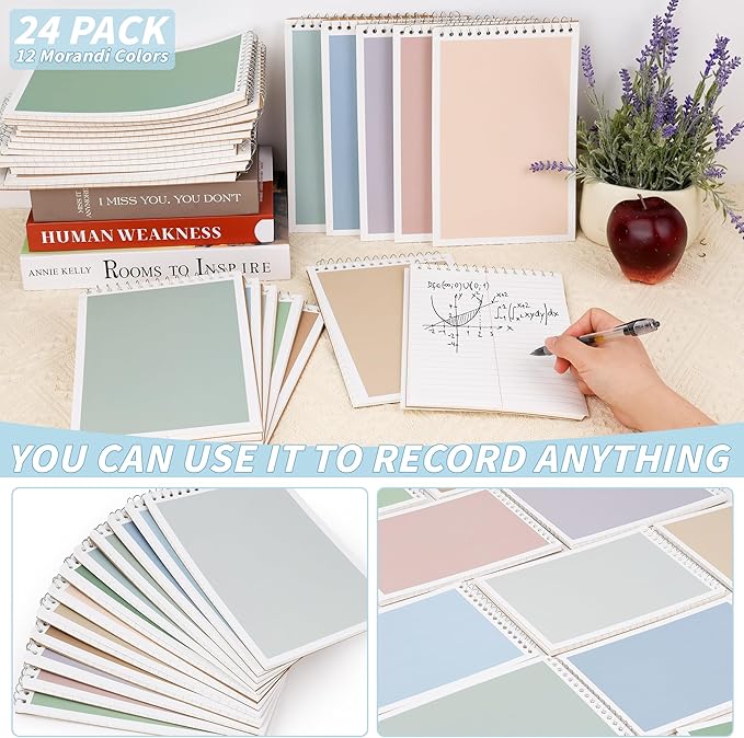 24 Pack Steno Pads 6 x 9 in Spiral Top Notebook Bulk 12 Retro Color Note Pad 60 Sheets Gregg Rule Writing Paper Steno Notebooks for Students Teachers Men Women Professionals Office School Recording