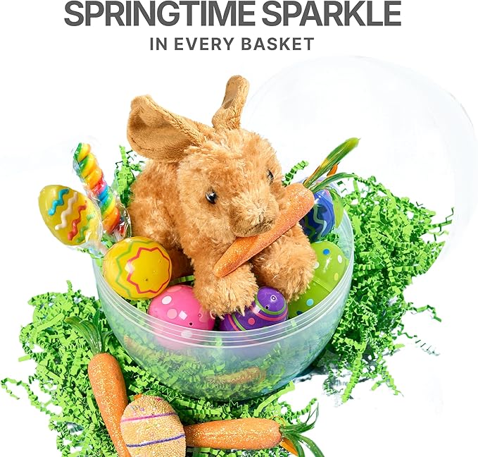 FRILLZ by DECOfill™ Easter Grass Variety Pack - 4 Colors - Crinkle Cut Paper - Basket Filler - Green, Blue, Hot Pink, Yellow- Recycled Material - Non-Toxic Dyes - 25 oz Total - Made with US materials