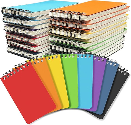 OSIMIG 24 Packs Small Pocket Spiral Notebooks Bulk 3 x 5 Inch, Memo Pads 6 Colored 60Sheets/120Pages (80GSM), Small Note pads with Lined Pages for Listing, Planning, Note Taking